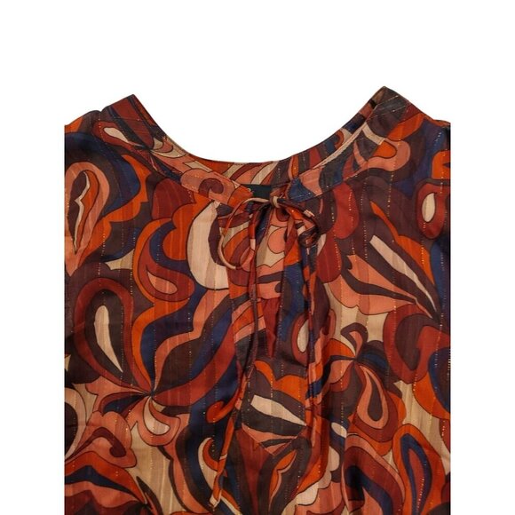 Haver London retro-inspired long-sleeved blouse with a tie neck,L gathered cuffs - Picture 5 of 10